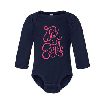 The War Eagle Script | Baby Navy Long Sleeve Onesie