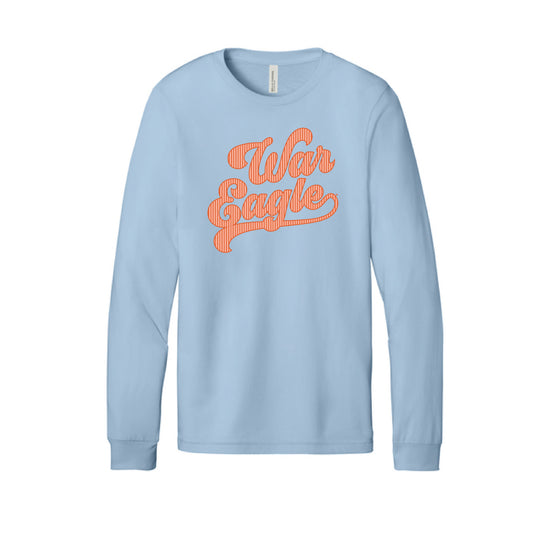 The War Eagle Stripes | Adult Baby Blue Long Sleeve Tee