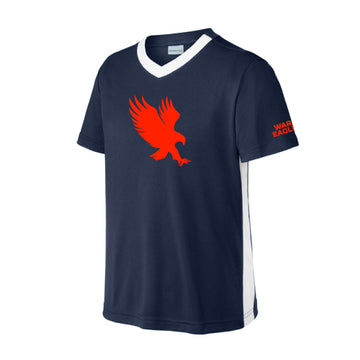 The Eagle Logo | Youth True Navy/ White V-Neck