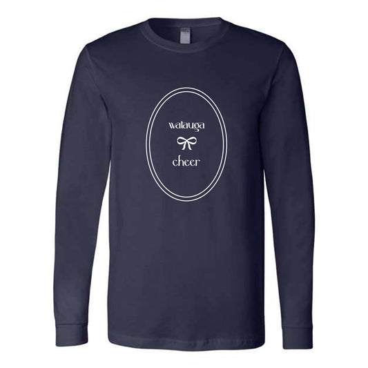 The Watauga Cheer Oval Bow | Navy Long Sleeve Tee