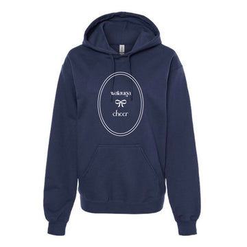 The Watauga Cheer Oval Bow | Navy Hooded Sweatshirt