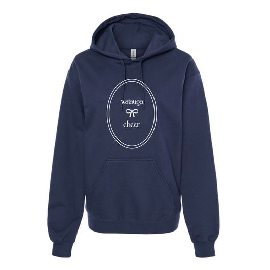 The Watauga Cheer Oval Bow | Navy Hooded Sweatshirt