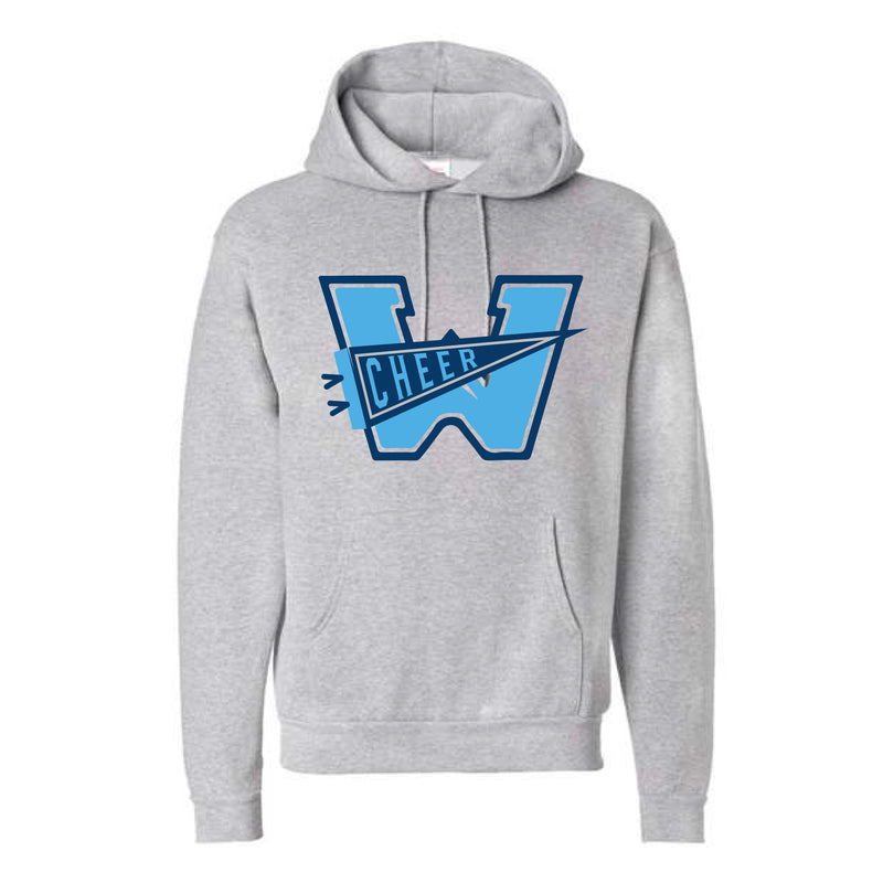 The Watauga Cheer Pennant | Light Steel Hooded Sweatshirt