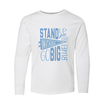 The Watauga Go Big Blue | White Long Sleeve Youth Tee