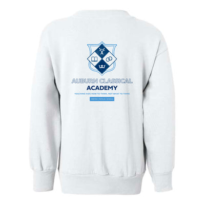 The Watercolor ACA Shield | White Youth Crewneck