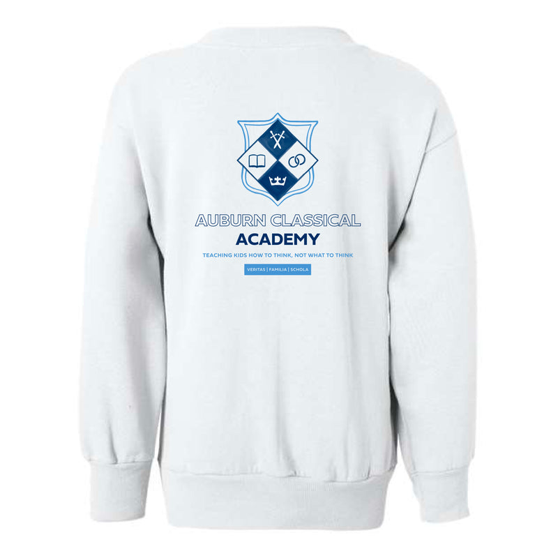 The Watercolor ACA Shield | White Youth Crewneck