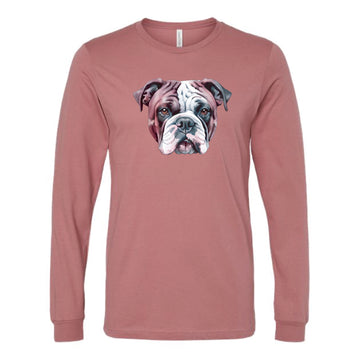 The Watercolor Bulldog Maroon & White | Mauve Long Sleeve