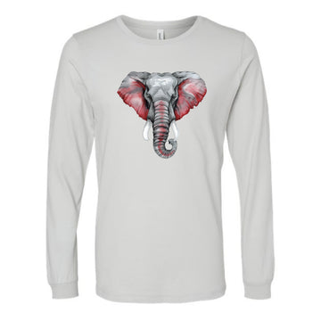 The Watercolor Elephant Head | Silver Long Sleeve Tee