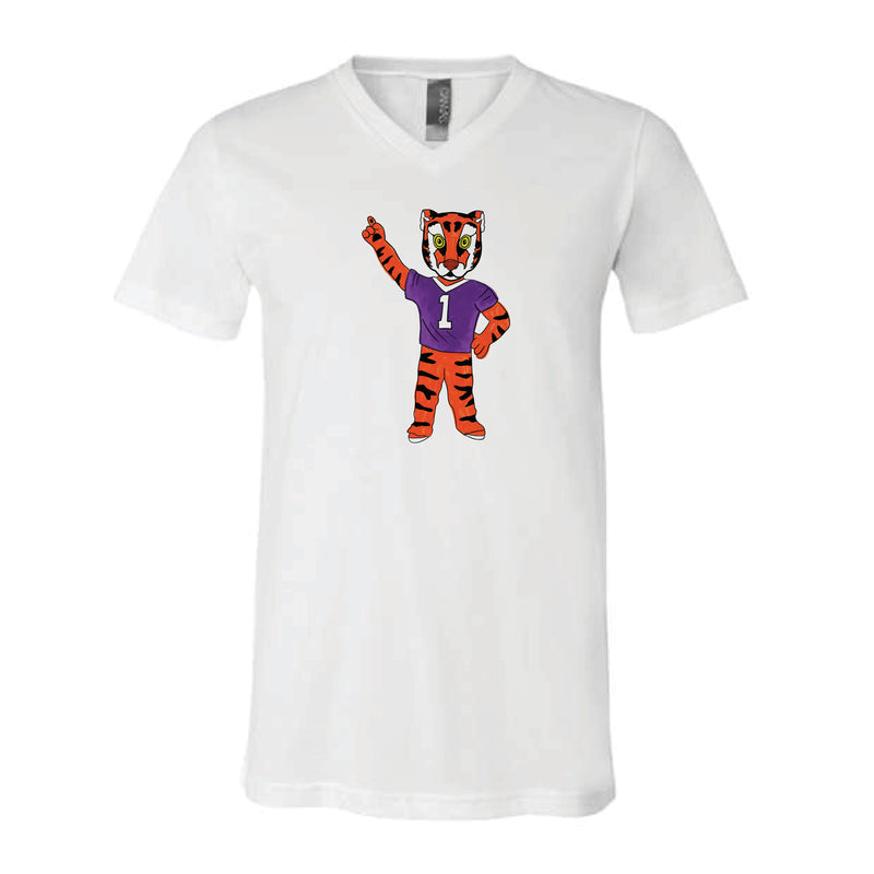 The Watercolor Full Body Clemson Tiger | White V-Neck Tee