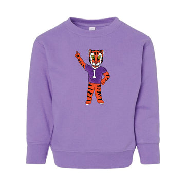 The Watercolor Full Body Clemson Tiger | Toddler Lavender Sweatshirt