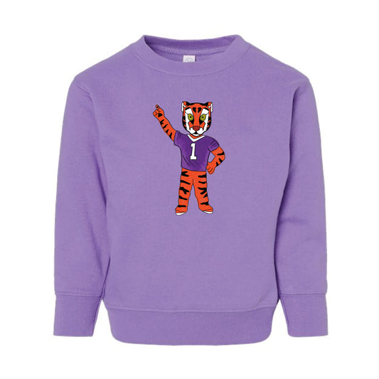 The Watercolor Full Body Clemson Tiger | Toddler Lavender Sweatshirt