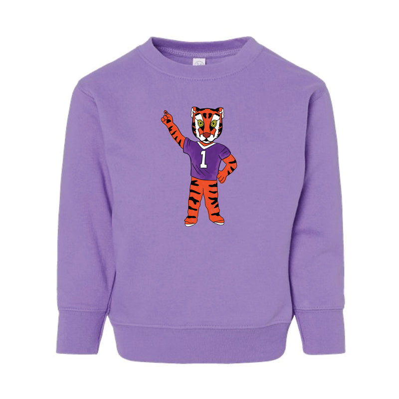 The Watercolor Full Body Clemson Tiger | Toddler Lavender Sweatshirt