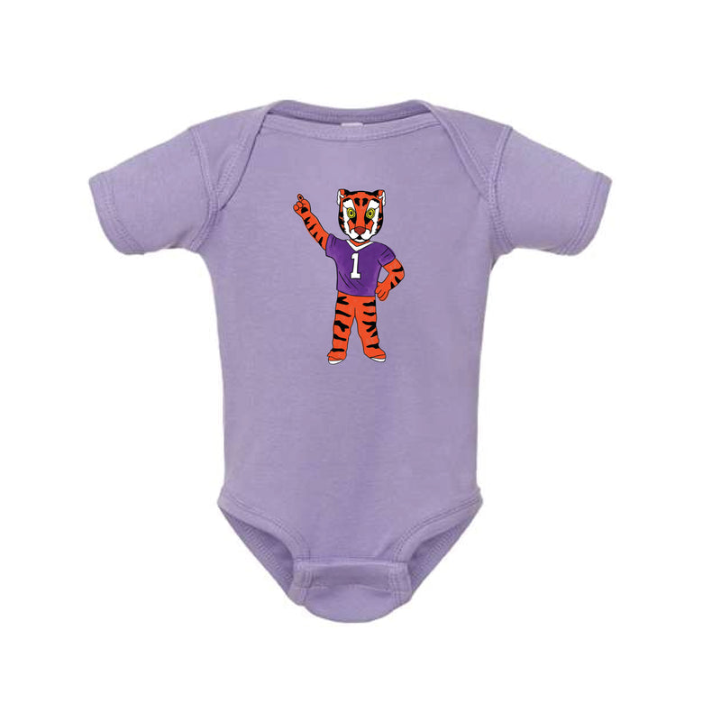 The Watercolor Full Body Clemson Tiger | Baby Lavender Onesie