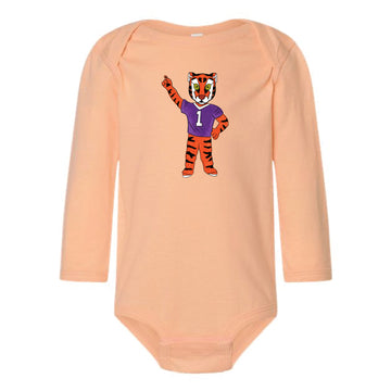 The Watercolor Full Body Clemson Tiger | Baby Peachy Long Sleeve Onesie