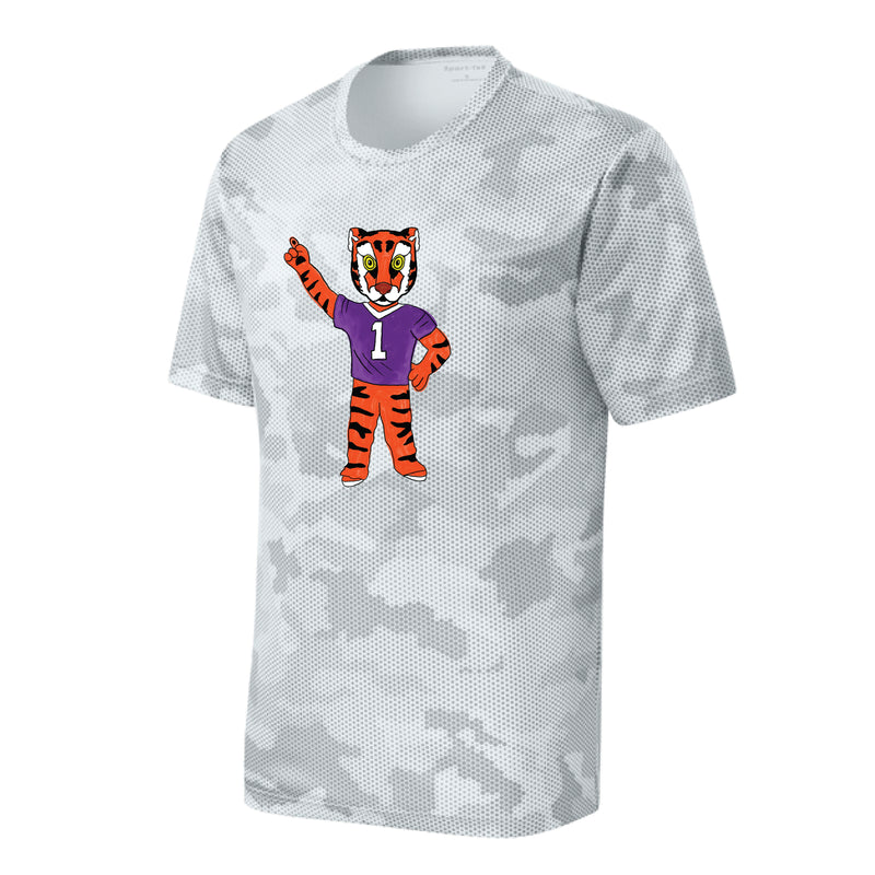 The Watercolor Full Body Clemson Tiger | Youth White Sport-Tek Tee