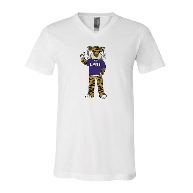 The Watercolor Full Body Mike the Tiger | White V-Neck Tee