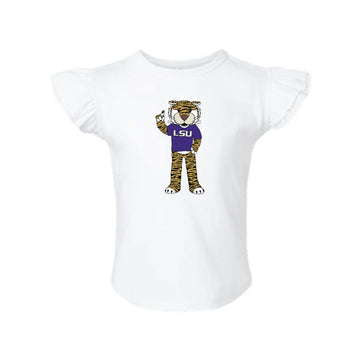 The Watercolor Full Body Mike the Tiger | Toddler White Flutter Sleeve Tee