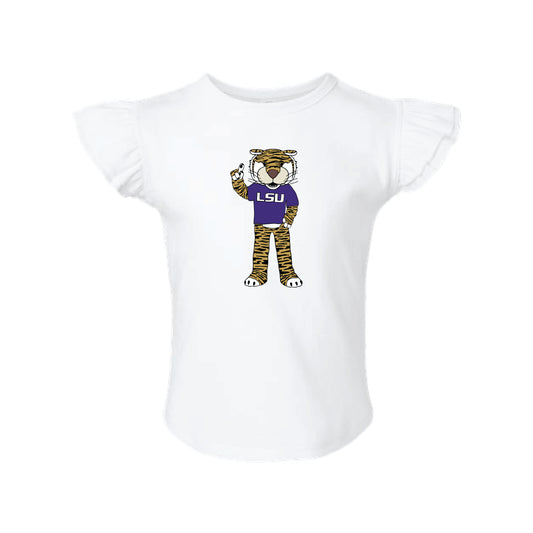 The Watercolor Full Body Mike the Tiger | Toddler White Flutter Sleeve Tee