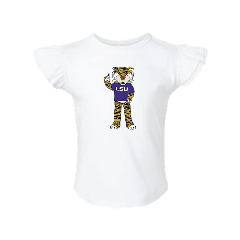 The Watercolor Full Body Mike the Tiger | Toddler White Flutter Sleeve Tee