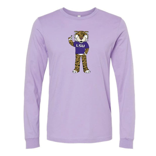 The Watercolor Full Body Mike the Tiger | Dark Lavender Long Sleeve Tee