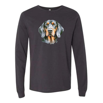 The Watercolor Hound Dog Orange & Grey | Dark Grey Long Sleeve