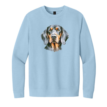 The Watercolor Hound Dog Orange & Grey | Ice Blue Sweatshirt
