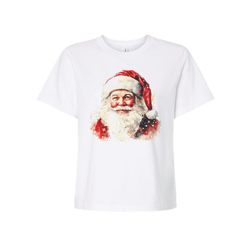 The Watercolor Santa | White Tee