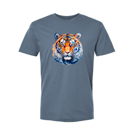 The Watercolor Tiger Orange and Blue | Blue Jean Tee