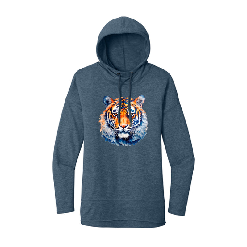 The Watercolor Tiger Orange and Blue | Adult Washed Indigo Women&