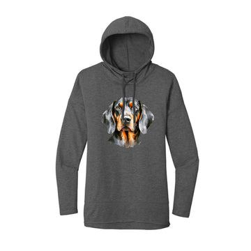The Watercolor Hound Dog Orange and Grey | Adult Washed Coal Women's Hoodie