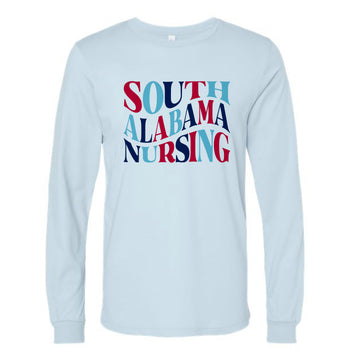 The Wavy South Alabama Nursing | Baby Blue Long Sleeve Tee