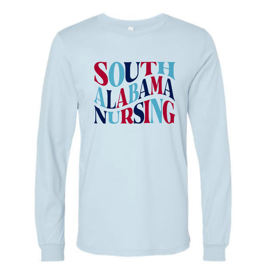 The Wavy South Alabama Nursing | Baby Blue Long Sleeve Tee