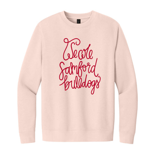 The We Are Samford Bulldogs Script| Rosewater Pink Sweatshirt
