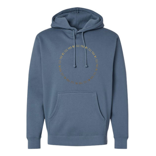 The We See You Logo | Adult Storm Blue Heavyweight Hooded Sweatshirt