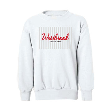 The Westbrook Stripes | Youth White Crewneck Sweatshirt