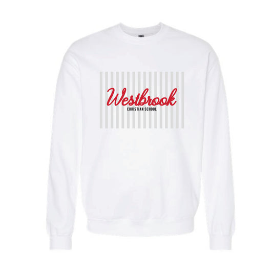 The Westbrook Stripes | Adult White Crewneck Sweatshirt