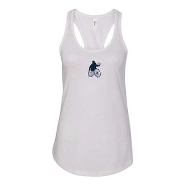 The Wheelchair BBall Silhouette | Adult White Racerback Tank