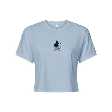 The Wheelchair BBall Silhouette | Adult Stonewash Denim Crop Top