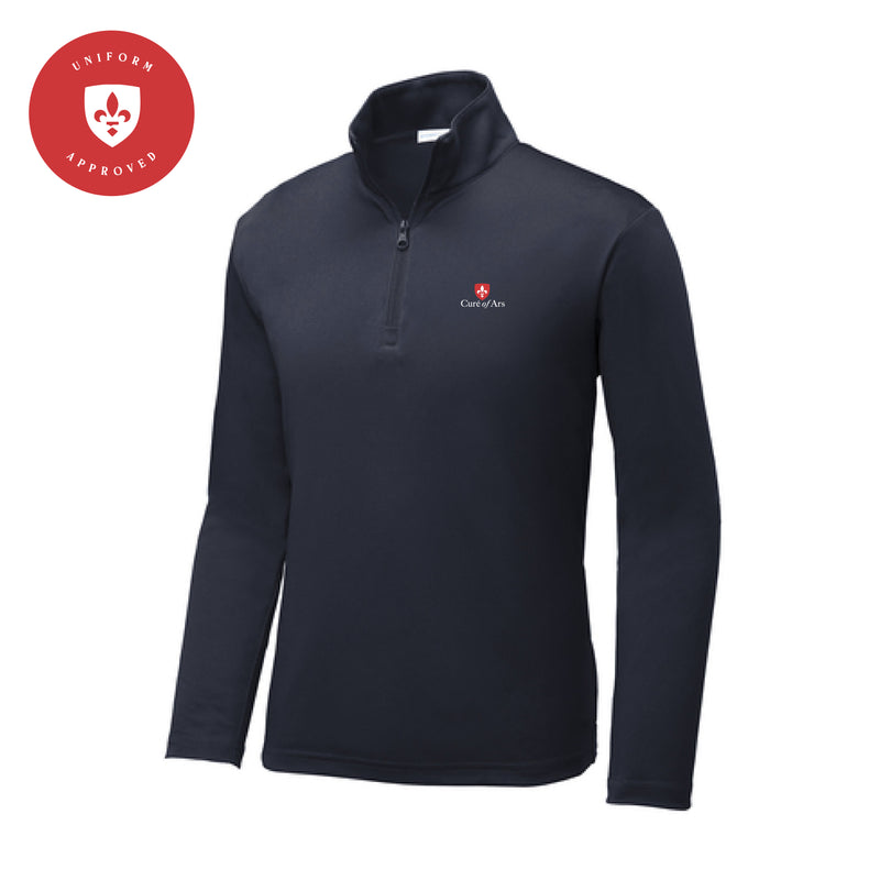 The Curé of Ars Logo | Embroidered True Navy Youth Performance 1/4 Zip Pullover
