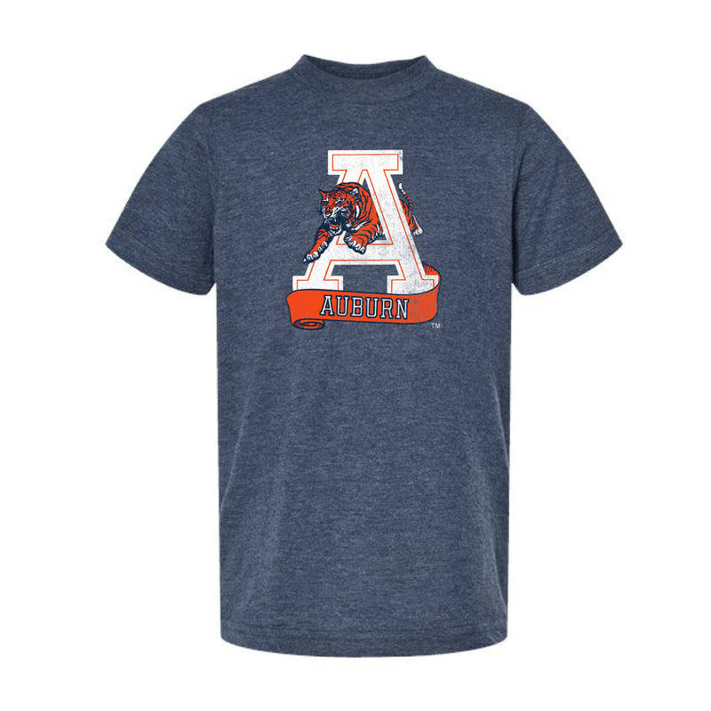 The Vintage Auburn A | Youth Heather Denim Tee