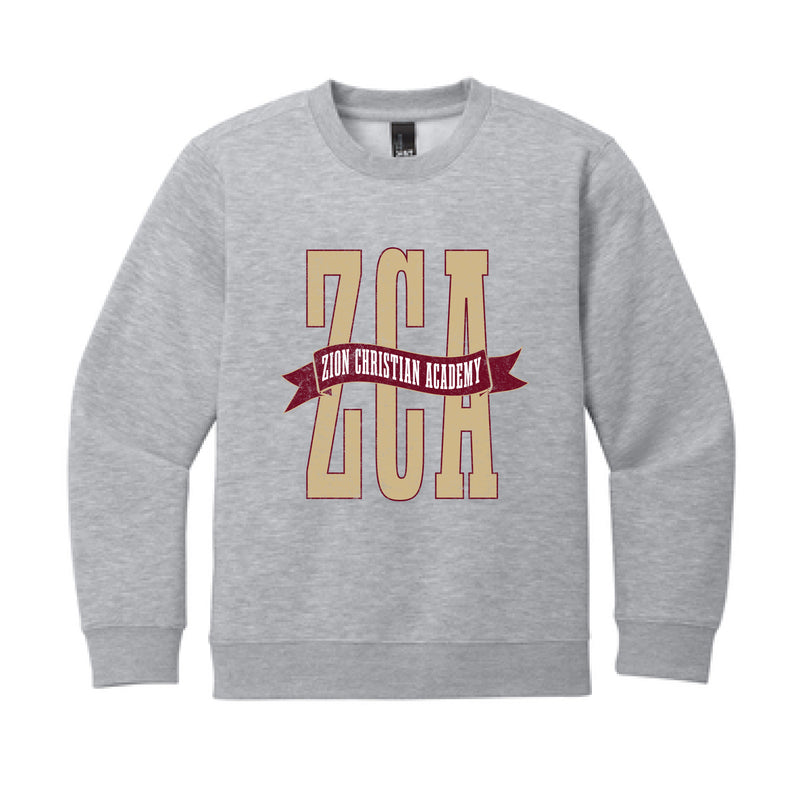 The ZCA Banner | Youth Light Heather Grey Crewneck Sweatshirt