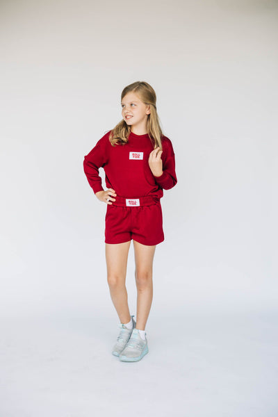 The Youth Crimson Ava Airy Crewneck | Roll Tide Woven Label