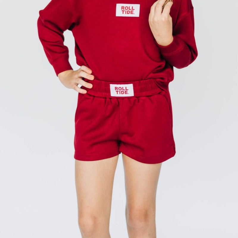 The Youth Crimson Ava Airy Shorts | Roll Tide Woven Label