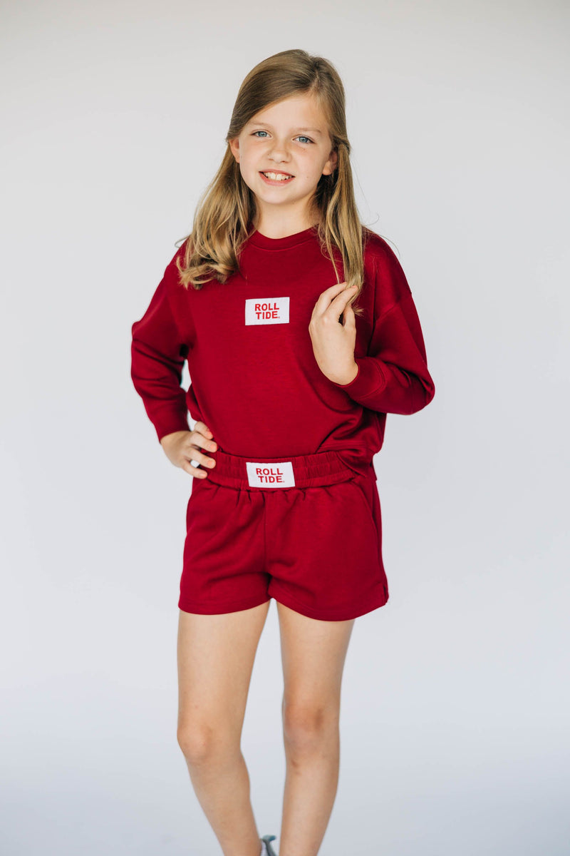 The Youth Crimson Ava Airy Crewneck | Roll Tide Woven Label