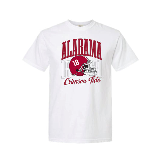 The Alabama Crimson Tide Football Helmet | Adult White Tee