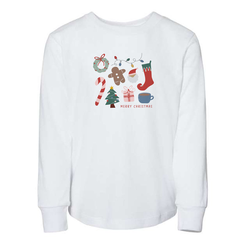 The All Things Christmas | White Toddler Long Sleeve Tee