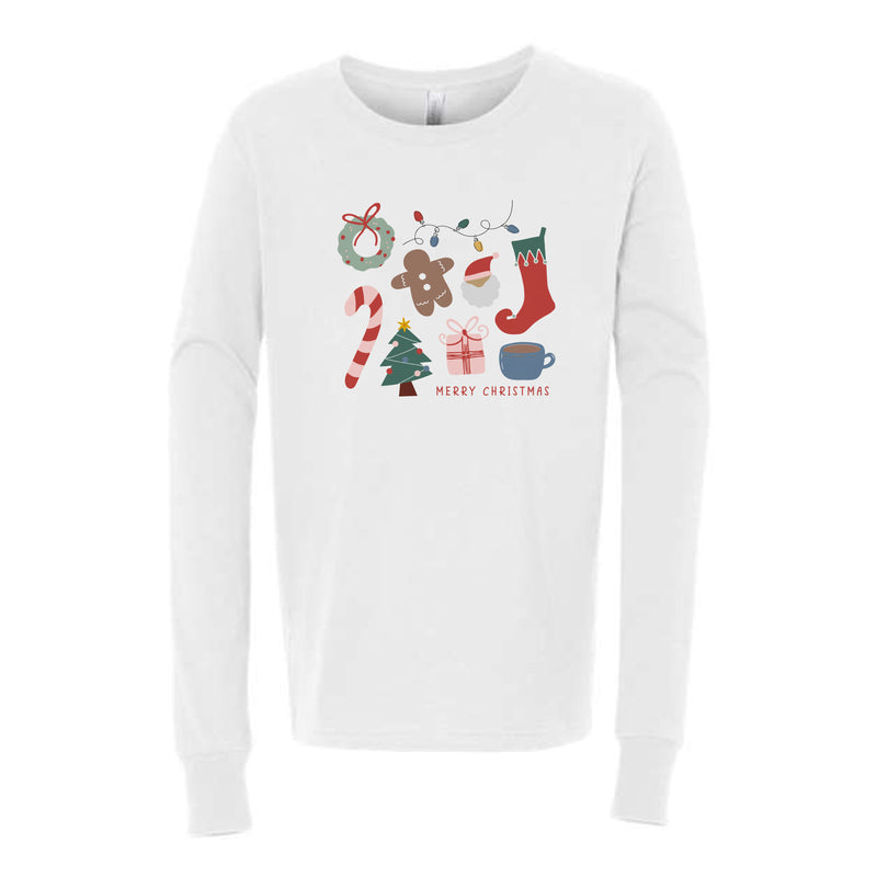 The All Things Christmas | White Youth Long Sleeve Tee