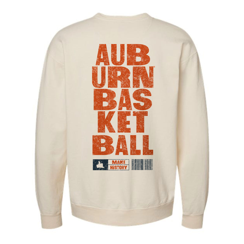 The Auburn Basketball Barcode | Adult Parchment Crewneck Sweatshirt