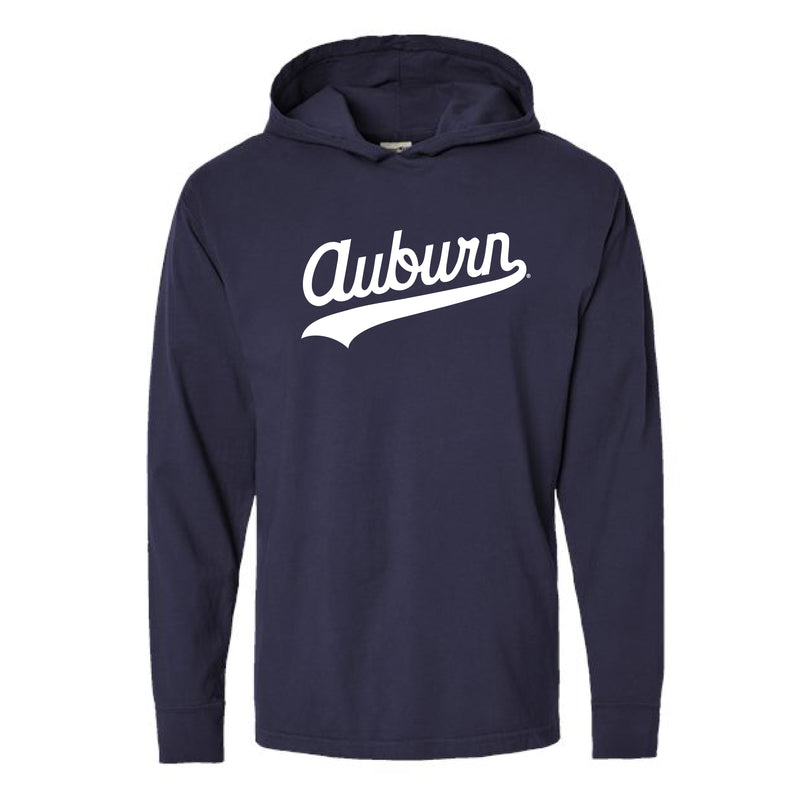 The Auburn Script Logo | Anchor Slate Hooded Long Sleeve Cotton Tee