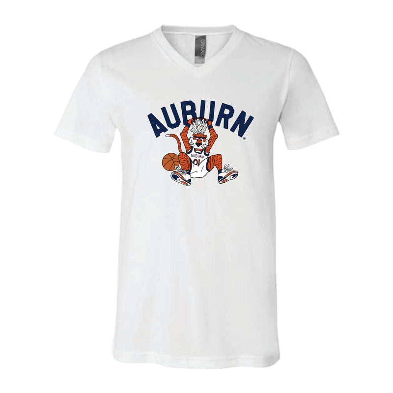 The Basketball Aubie | White V-Neck Tee